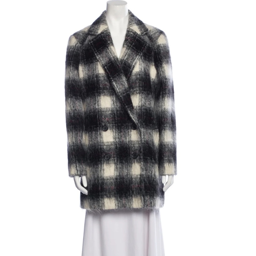 Theory Plaid Wool Peacoat